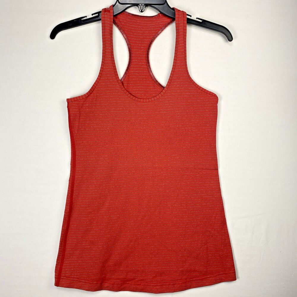 Lululemon Women Shirt Racerback Medium Large Orange Stripe Love Tank Top No Size